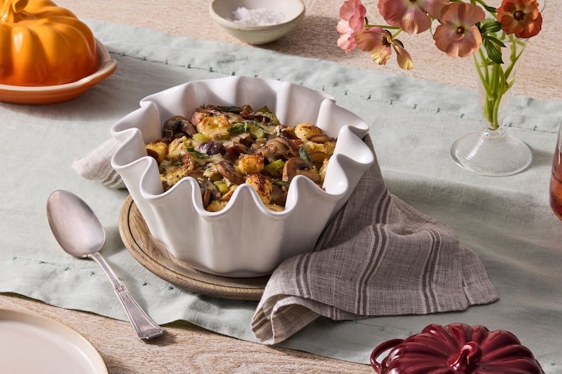 Roasted Chestnut, Sage and Gruyere Brioche Stuffing
